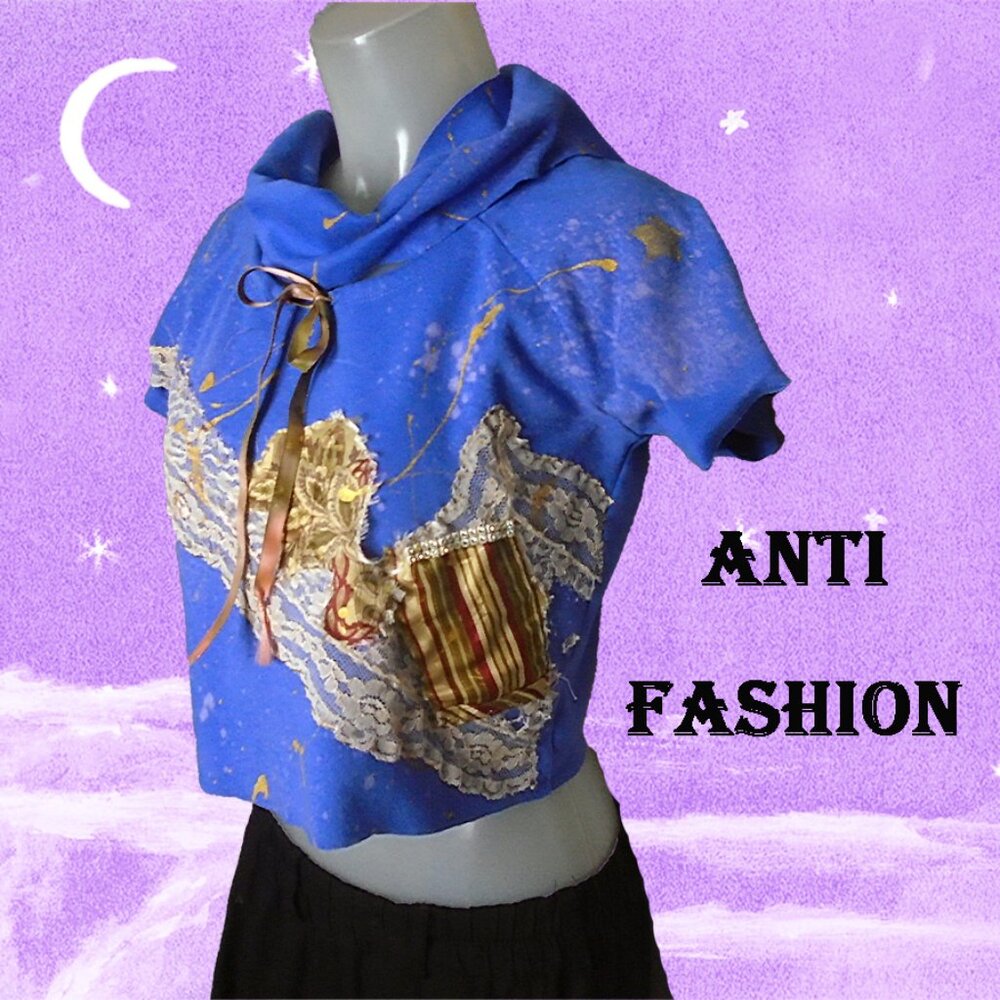 Vintage T Shirt Cotton Top Tee UPCYCLED INTO WEARABLE ART